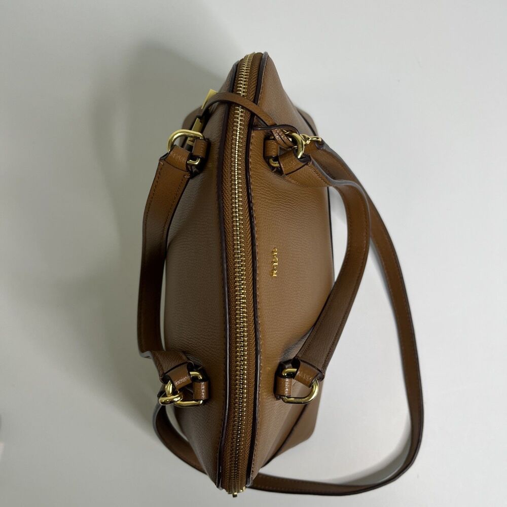 Ralph Lauren RLL Brown Leather Dome Satchel Bag Handbag Purse Classic - Picture 6 of 11